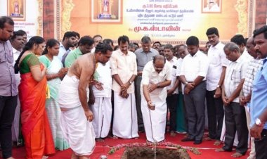 கீரனூர் அருள்மிகு வாகீஸ்வரர் திருக்கோயிலில் ரூ.3.80 கோடி மதிப்பீட்டில் புதிய திருமண மண்டபம் கட்டும் பணியை தலைமைச் செயலகத்தில் இருந்து காணொளி வாயிலாக தொடங்கி வைத்த முதலமைச்சர் மு.க.ஸ்டாலின்