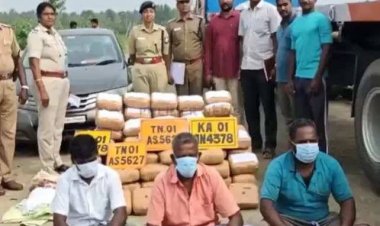 லாரிக்கு அடியில் ரகசிய அறை அமைத்து கஞ்சா கடத்தல்.! பின் தொடர்ந்து வந்த பா.ஜ.க பிரமுகரின் கார் அதிரடி காட்டிய போலீசார்