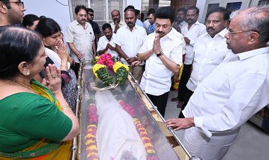 இல.கோபாலன் உடலுக்கு இறுதி மரியாதை செய்த முதலமைச்சர் மு.க.ஸ்டாலின். !