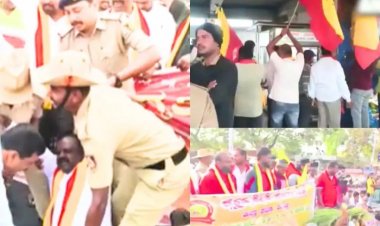 கர்நாடகாவில் கன்னட அமைப்பினரின் போராட்டம்.!தொடரும் பதற்றம்.!