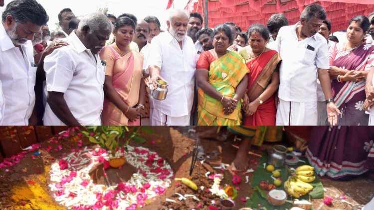 ஆதிதிராவிடர் காலனியில் சமுதாயக்கூடம் அமைப்பதற்கான அடிக்கல் நாட்டு விழாவில் கலந்து கொண்ட ஊரக வளர்ச்சித் துறை அமைச்சர்.!
