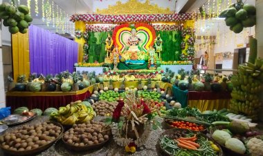 தர்மசாஸ்தா ஐயப்பன் கோவிலில் தமிழ் புத்தாண்டை முன்னிட்டு 1000 கிலோ எடையிலான அனைத்து பழ வகைகளை கொண்டு சிறப்பு அலங்காரம்..!