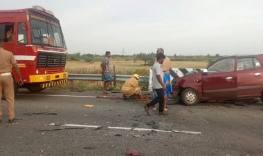 வேளாங்கண்ணி சென்று வந்த புதுமண தம்பதியினர் வந்த வாகனம் விபத்து. ! மணமகன் மரணம். !