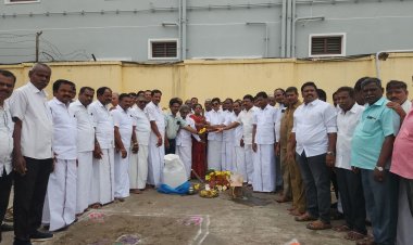 மேல்நிலை நீர் தீர்க்கதொட்டி அமைக்க பூமி பூஜை.!