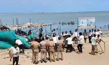 ராமா் கட்டிய பாலத்தின் கல் எனக்கூறி, பக்தா்களிடம் வசூல் வேட்டை நடத்திய வழிபாட்டுத் தலத்தை இந்து சமய அறநிலையத் துறை அதிகாரிகள் அகற்றினர். !