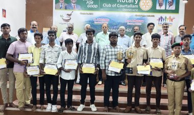 குற்றாலம் ரோட்டரி சங்கம் சார்பில் சிறப்பிடம் பெற்ற மாணவ,மாணவிகளுக்கு பாராட்டு விழா .!