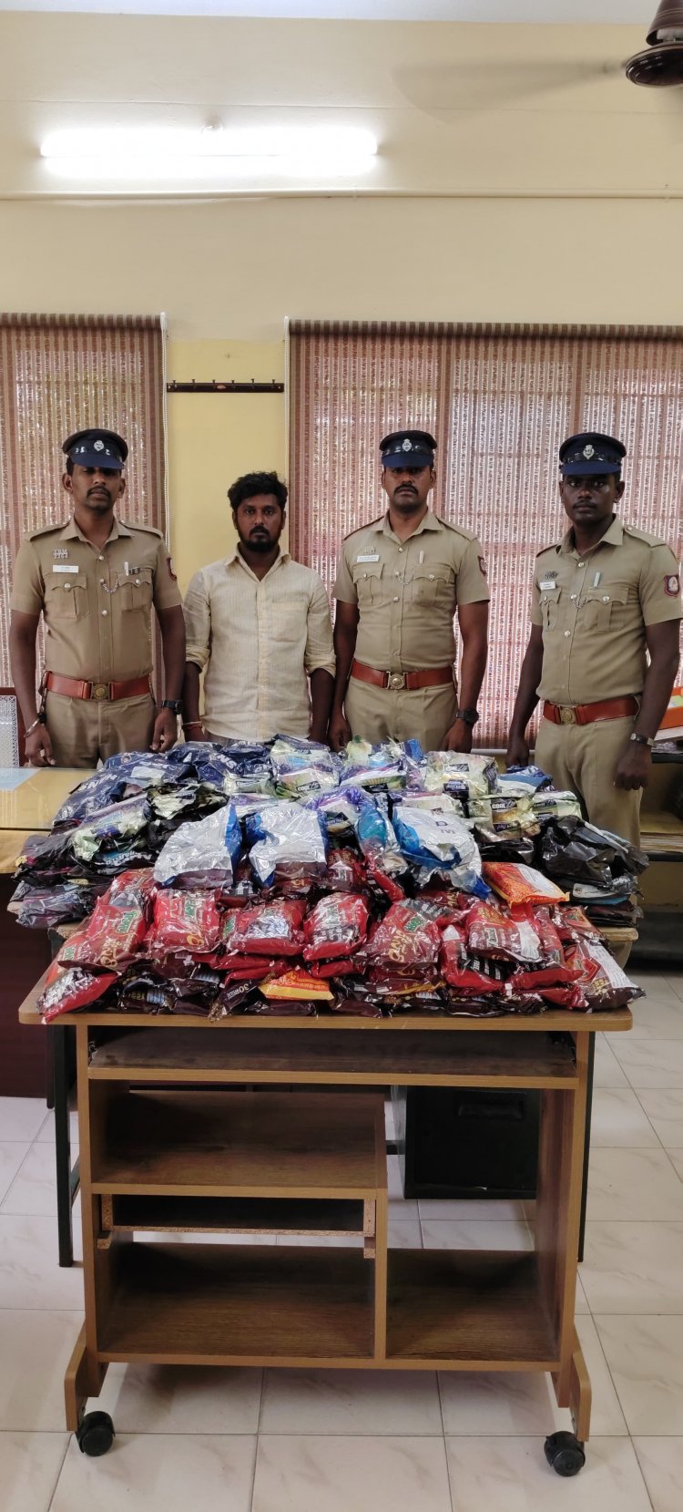 பெட்டிக் கடையில் தடை செய்யப்பட்ட குட்கா புகையிலைப் பொருட்கள் விற்பனை செய்த நபர் கைது.!