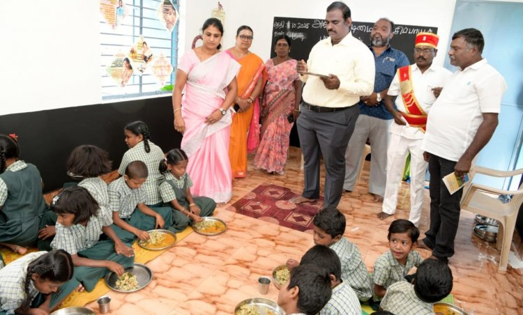 முதலமைச்சரின் காலை உணவு திட்டத்தினை மாவட்ட ஆட்சித் தலைவர்  ச. தினேஷ்குமார் இ.ஆ. ப.இன்று ஆய்வு செய்தார்.! 