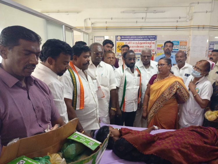 இடைகால் அருகே நடைபெற்ற விபத்தில் காயமடைந்தவர்களை எம் எல் ஏ பார்வையிட்டு பழங்கள் வழங்கி ஆறுதல் கூறினார்.!