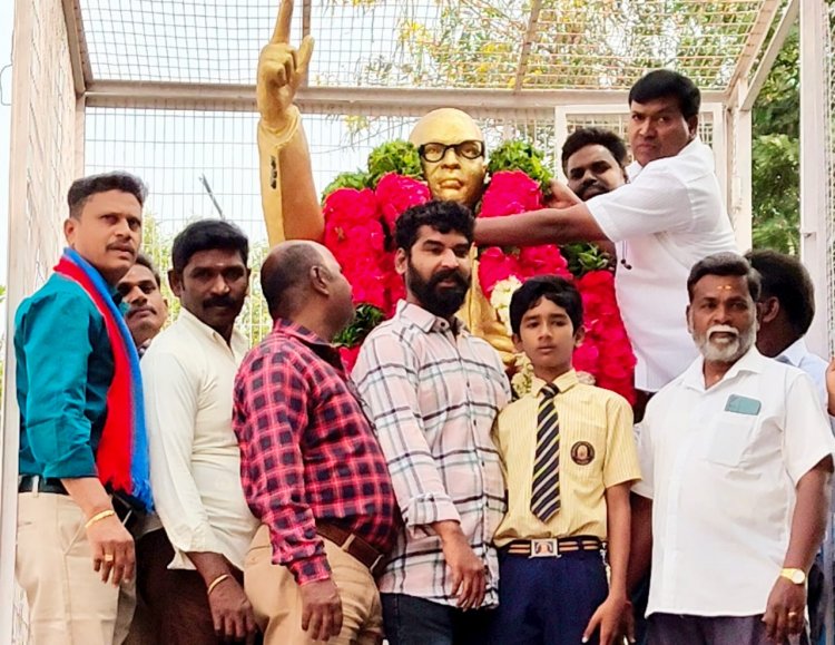 அனைத்து ஆசிரியர்கள் கூட்டமைப்பு சார்பில் டாக்டர் அம்பேத்காரின் திரு உருவச்சிலைக்கு  மாலை அணிவித்து மரியாதை செலுத்தப்பட்டது.!