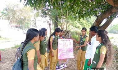 மாமரத் தண்டு துளைப்பான் கட்டுப்பாடு குறித்து கல்லூரி மாணவிகள்  விழிப்புணர்வு.!