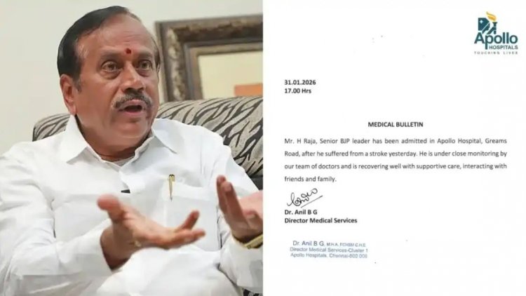 எச்.ராஜாவுக்கு பக்கவாதம்.. இப்போ உடல்நிலை குறித்து மருத்துவமனை அறிக்கை. !
