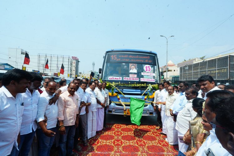 பேருந்து சேவையினை நீட்டிப்பு செய்து கொடியசைத்து துவக்கி வைத்த அமைச்சர்.!