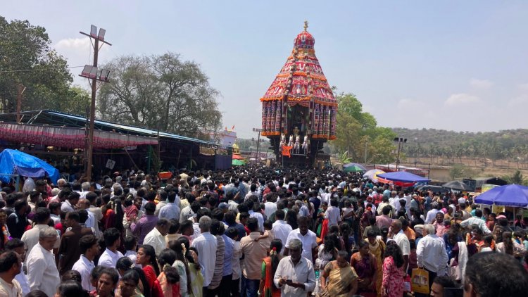 தட்சிண திருப்பதி கோவில் தேரோட்டம் மூன்று மாநில பக்தர்கள் சுவாமி தரிசனம்.!