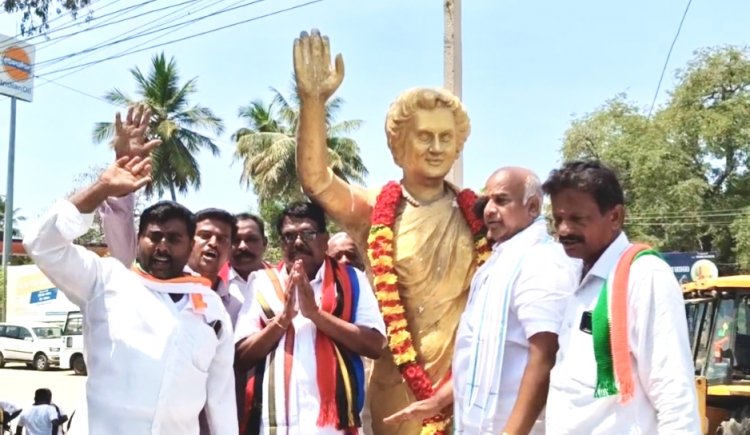 காங்கிரஸ் வேட்பாளராக போட்டியிட்டுள்ள பழனிச்சாமி அன்னை இந்திரா காந்தி திருஉருவச் சிலைக்கு மாலை அணிவித்து பிரச்சாரத்தை துவக்கினார்.!