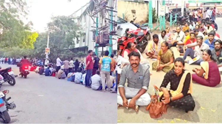 இரவிலேயே பாய் விரித்து இடம்.. நெல்லையில் எல்கேஜி அட்மிஷனுக்காக விடிய விடிய காத்திருந்த பெற்றோர்கள்.!